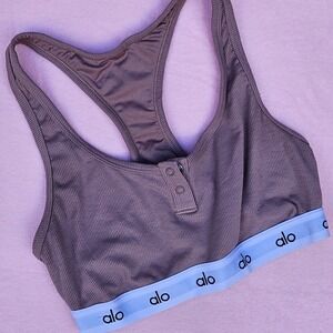 Alo Yoga Ribbed Cropped Tank Top Light Support Activewear Athleisure